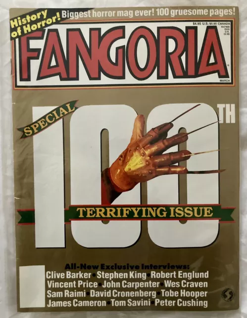 FANGORIA MAGAZINE 100TH ISSUE MARCH 1991 Nightmare On Elm Street, Freddy Krueger