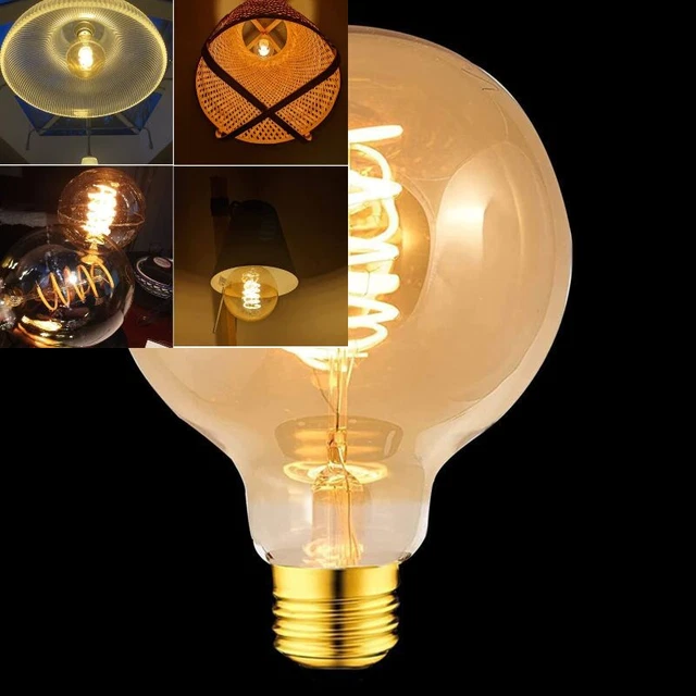 FASUTY Vintage Edison Light Bulb Dimmable G80 Spiral Flexible LED Filament...