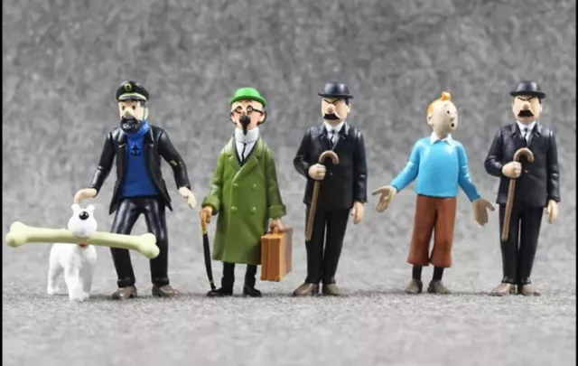 Lot De 6 Figurines Tintin 10 Cm En Résine Pour Collectionneur