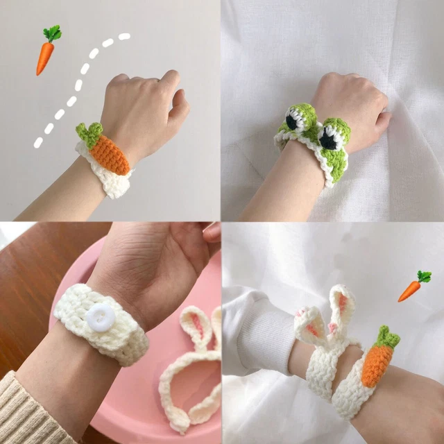 Oreilles de lapin Grenouille Animaux adorables Tricot de laine Bracelet tissé