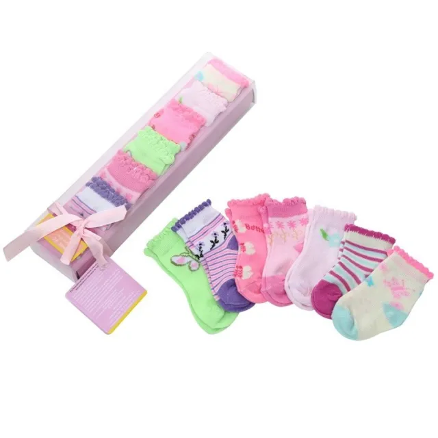 2 Boxes Newborn Baby Socks Boy Girl Non-Slip Infant Cotton (14 Pairs)