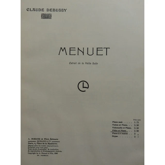DEBUSSY Claude Menuet Piano Violon