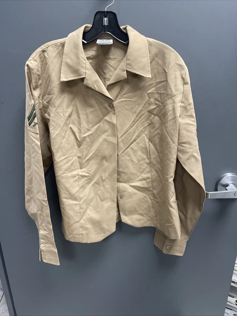 USMC Womens Khaki Long Sleeve Charlie Blouse Lance Corporal Sz 16L L/S