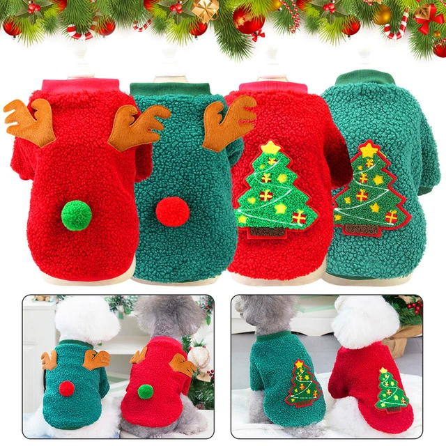 Xmas Christmas Dog Clothes Soft Fleece Dog Jacket Pet Coat Sweater Puppy Jumper