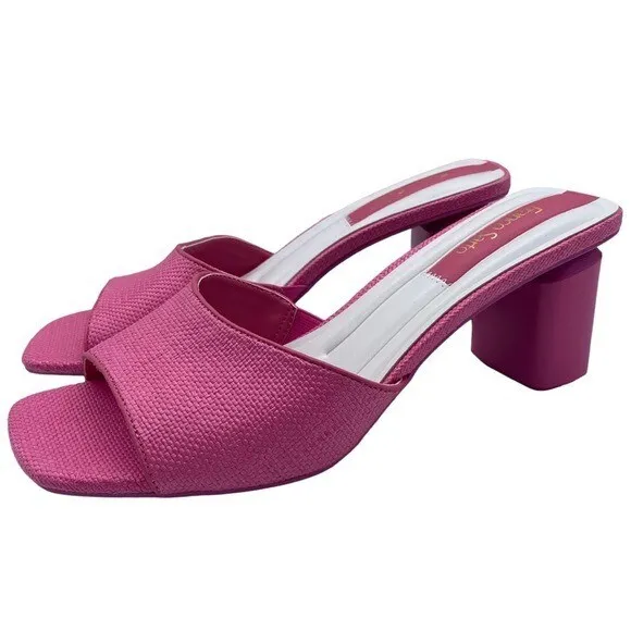 Franco Sarto Sandals Linley Pink Kitten Heels Open Toe Vegan Casual Size 7.5