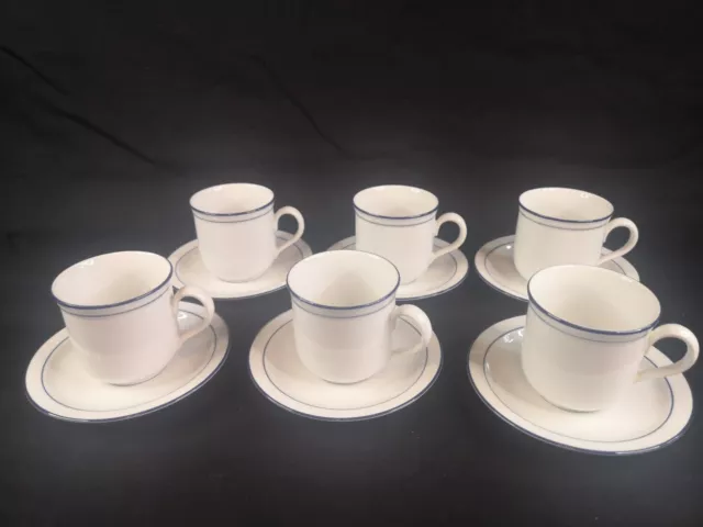 SELTMANN WEIDEN Bavaria   Set of 6 coffee cups and saucers White Blue Rim (#R)