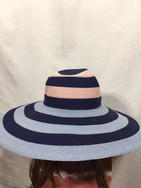 Women's NWT Eugenia Kim $395 Bunny Packable Wide Brim Striped Sun Hat