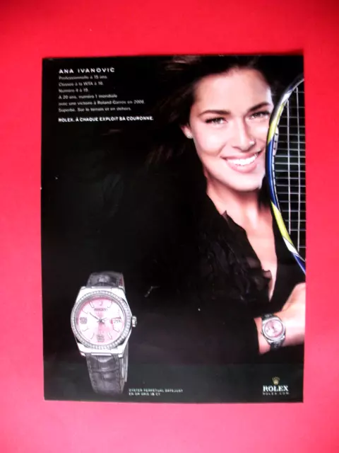 Publicite De Presse Rolex Montre Oyster Perpetual Tennis Ana Ivanovic Ad 2009