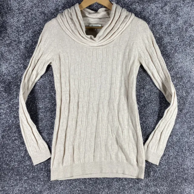 Kinross Cashmere Sweater Womens Small Long Sleeve Ivory Cream Cowl Neck