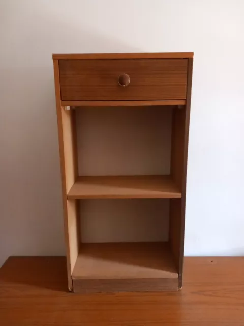 Vintage Mid Century 1970s Small Book Case Shelving Unit With Drawer Teak Veneer