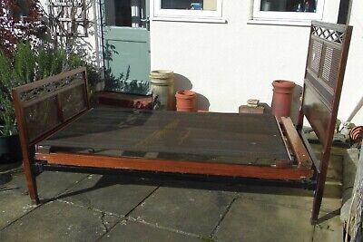 Antique Mahogany 3’ 6” Bed, Cane Panels, Wire mesh sprung base 2