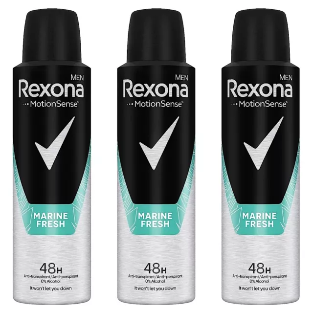 ✅ REXONA MEN Marine FRESH DEO SPRAY HERREN ANTITRANSPIRANT DEODORANT 3x 150ml ✅