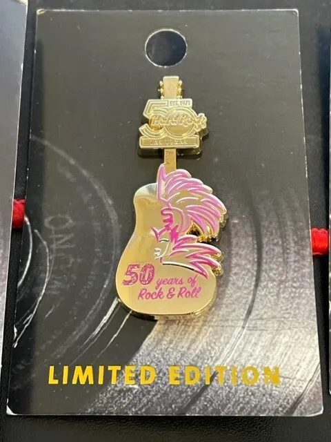 Hard Rock Cafe Official 50TH 3D GOLD SILHOUETTE GUITAR LE SERIES Las Vegas