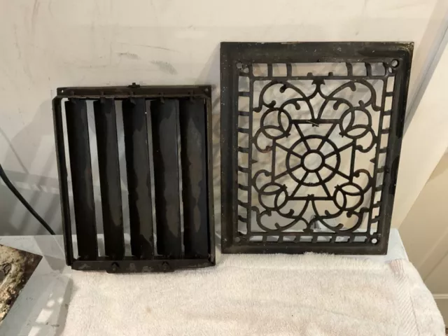 antique cast-iron wall grate with louvers