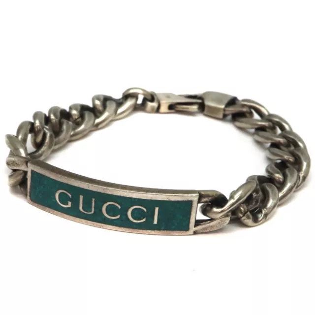 Gucci 678712 Enamel bracelet with Gucci logo Silver