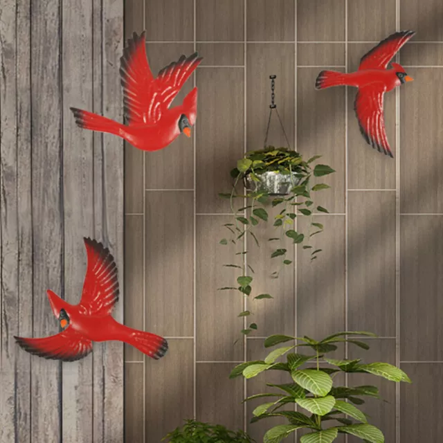 3 Pcs Metal Birds Flying Wall Hanging Scluture bird metal bird figurines decor H