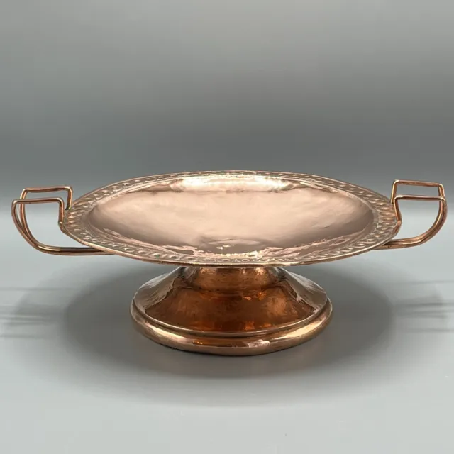 Antique Arts & Crafts Copper Pedestal Tazza Large Centrepiece Dish Art Nouveau