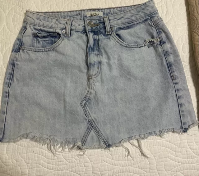 Garage Women’s Blue Denim Mini Skirt Size Small Medium wash 100% Cotton