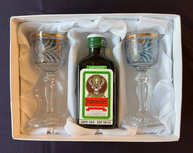 JAGERMEISTER GIFT SET with Two Shot Glasses (purchased in Prague) 14.