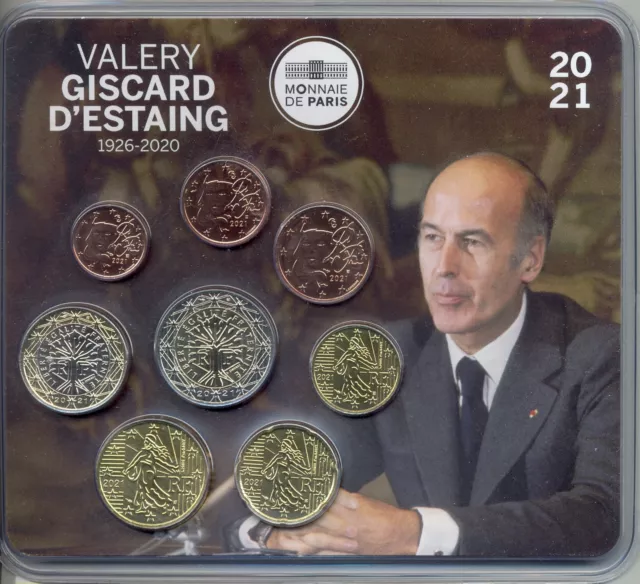 FRANCE 2021 SERIE 8 MONNAIES EURO GISCARD D'ESTAING Coffret BU Monnaie de Paris