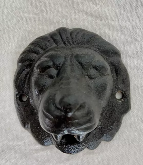 BLKSMITH Bottle Opener LION HEAD Cast Iron Black Finish (Wall Mount)