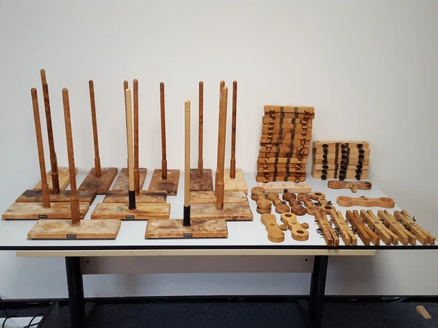 Large Lot of Gallenkamp Wooden Retort Clamps &amp; Stands Lab