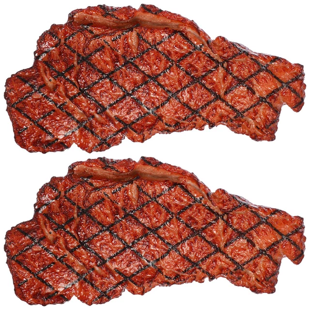 2 Pcs Fake Steaks Props Accessories Travel Miniforce Toys Fake Meat
