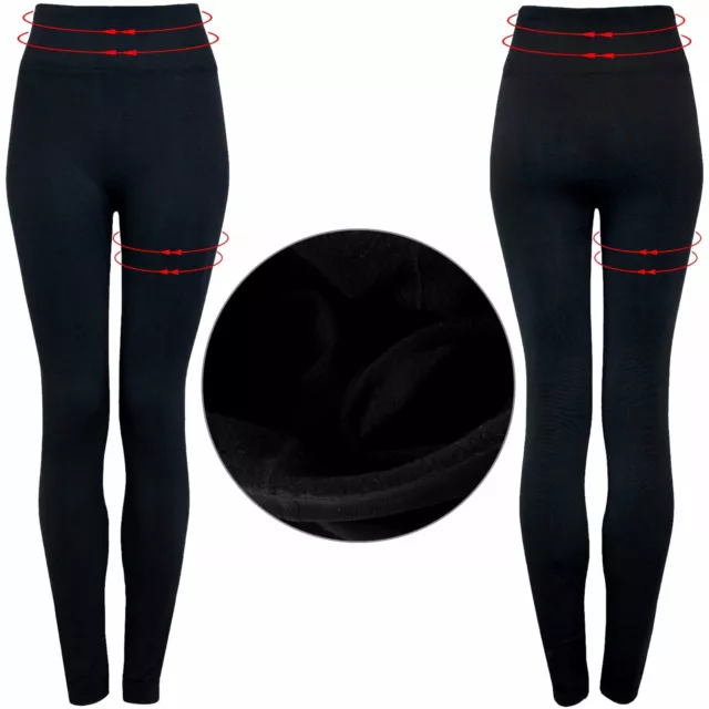 Ladies Women's High Waisted Fleece Lined Slimming Control Warm Shaper Leggings