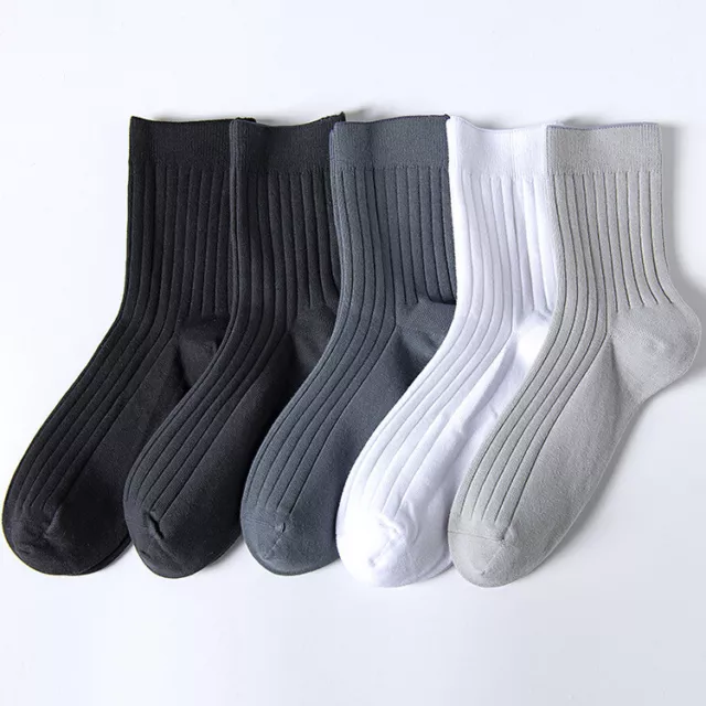 5 Pairs Mens Socks Lot 100% Cotton Casual Business Classic Stripes Dress Socks