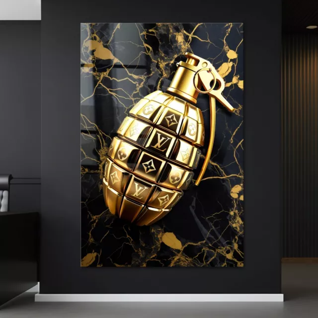 ✅ Wandbild Granate Lv Gold Luxus Kunst Bild Dekoration , Leinwand , Acryl Poster