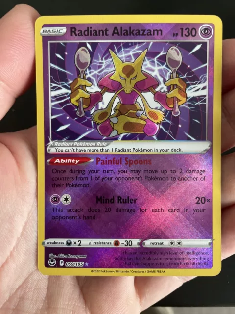 Radiant Alakazam - 059/195 Silver Tempest SHINY Holo Rare Pokemon - NM