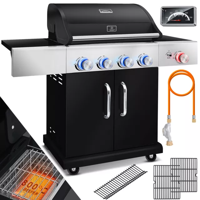 RETOURE Gasgrill BBQ Grillwagen 4+1 Brenner Edelstahl XXL Gas Grillen Garten