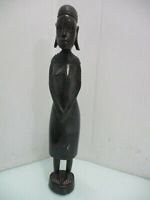 African art: a wooden carved statue of a native woman ,Ghana,60's (?).