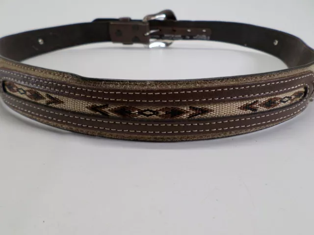 Nocona Concho Leather Belt 42 Suede Cloth Inlay Southwestern Brown N2475702