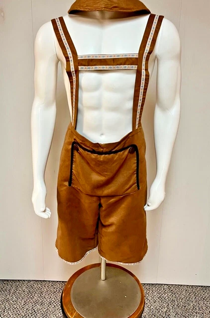 Vintage Men's Costume Lederhosen Pinocchio Cabaret Tyrolean Goatherd Waist 30-34