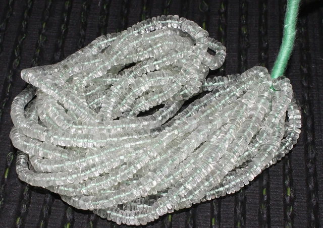 Perles de pierres précieuses Heishi en améthyste verte naturelle AAA,...