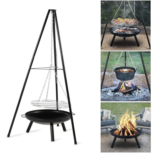 TRIPOD OUTDOOR FIRE Pit BBQ Bowl Round Garden Patio Extra Large