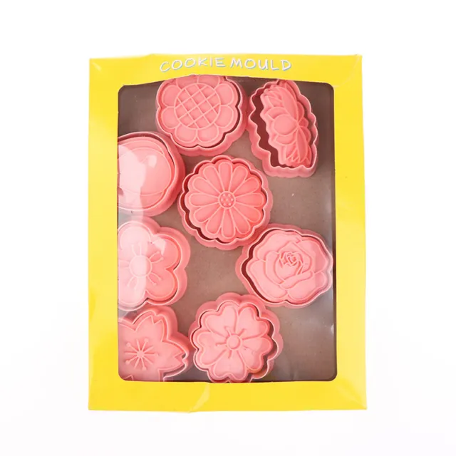8pcs Blumenform Cookie Cutters 3d Plastikkeks Keks -Keks -Stempelbackware   q