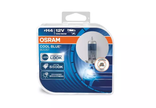 OSRAM Xenon Look 5500K H4 P43t 62193CBB-HCB COOL BLUE BOOST x2