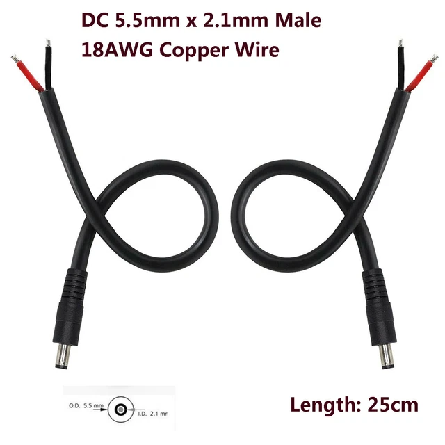 thumbnail interactive-video image 1 of 10-Pack DC Power Adapter Connector – 5.5x2.5mm Male To 5.5x2.1mm Female Right Angle, CCTV & Security Cams 1 of 4