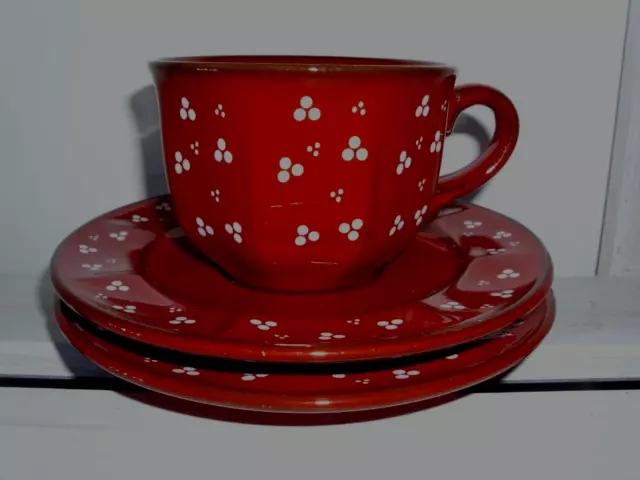 Pfalzkeramik Anja Piroschka rot Tasse Tee / kaffee + 2 Unterteller Winterling?