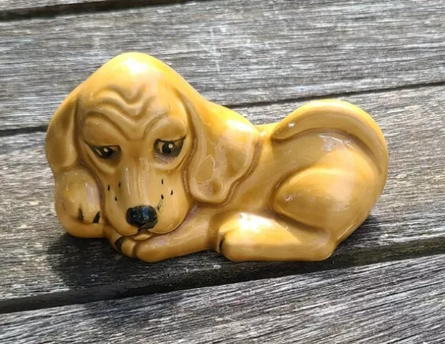Vintage Ceramic Hand Painted Hound Dog Figurine