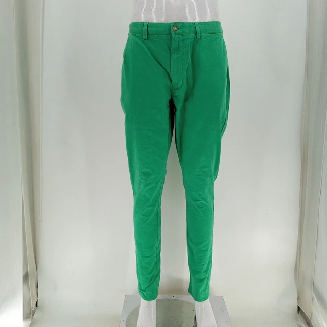Polo Ralph Lauren Mens Green Slash Pockets Flat Front Chino Pants Size 36X34