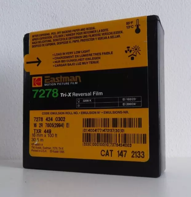 Kodak 7278 Tri-X Reversal 16Mm Motion Picture Film 100Ft Txr 449
