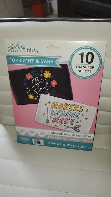 Hojas de transferencia de imágenes fáciles de Jolee's 8,5""X11"" 10/paquete para telas claras y oscuras