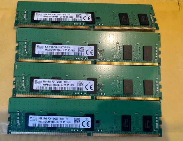 32gb Kit PC4-2400T-RD1-11 ECC SERVER Ram Memory DDR4 registered 1rx8 4x8gb