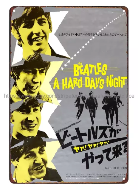 Letrero de estaño de metal japonés ideas de decoración de pared 1984 rock roll A Hard Day's Night japonés