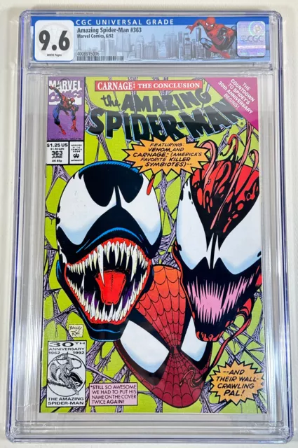 Amazing Spider-Man #363 Cgc 9.6 White Pages   Carnage & Venom Appearance 1992