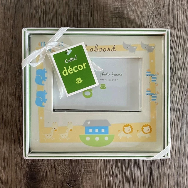 Cudlie Decor Noah's Ark  Baby Boy Girl 3x5 Picture Frame Yellow Blue Green New