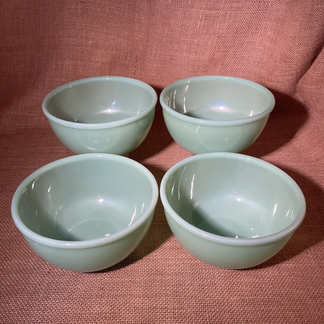 RARE SET 4 Fire King 6"x3" Jadeite Jadite Mixing Bowls with Beaded Rim
